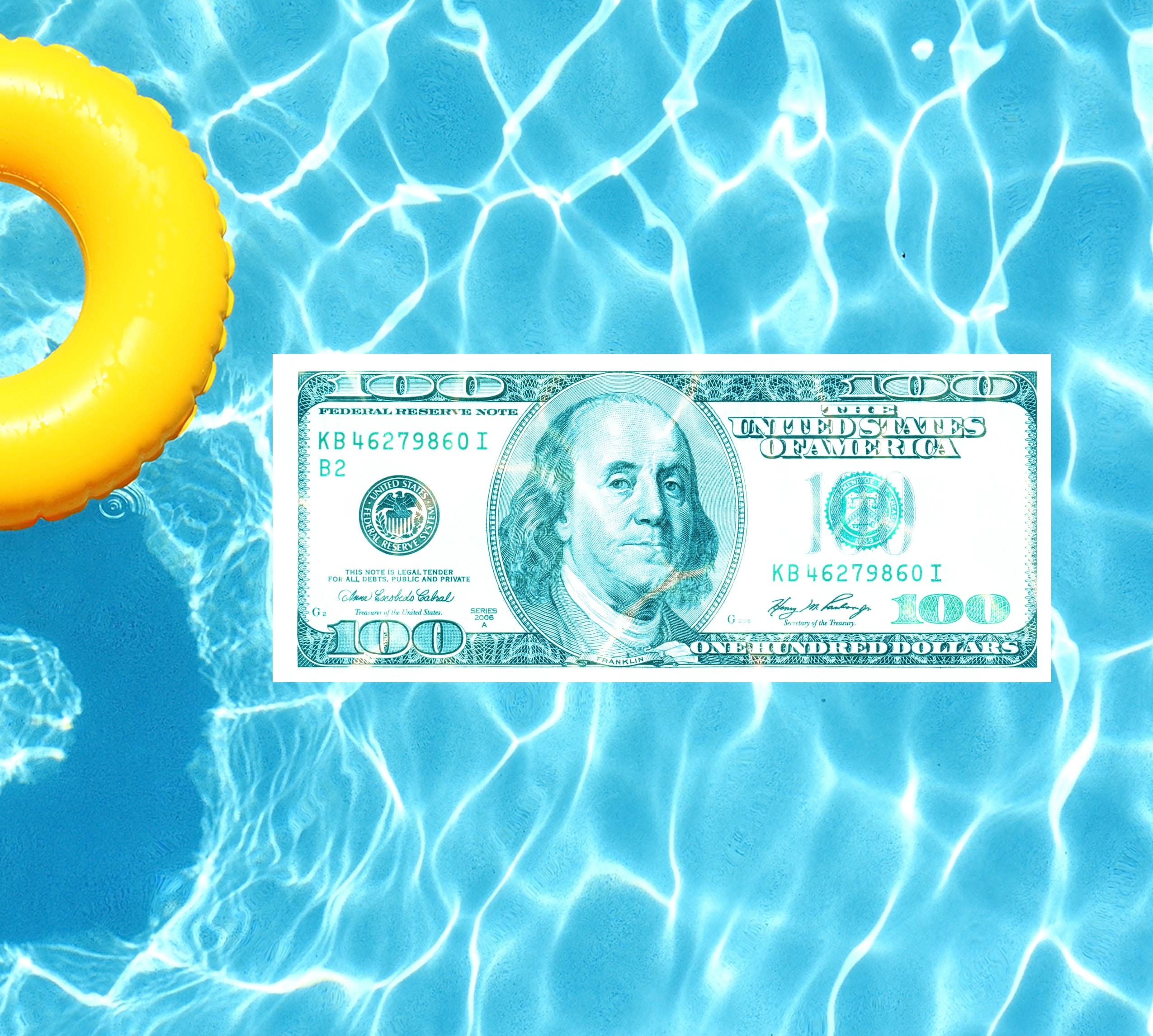 Hundred Dollar Bill Underwater Pool Mat